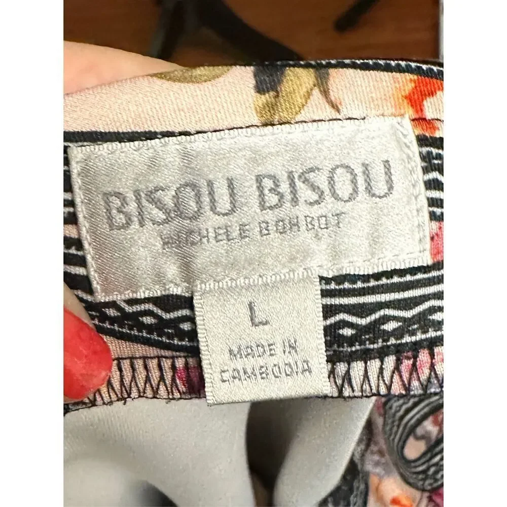Bisou Bisou Pencil Straight Skirt Stretch Multi-Color Paisley. Size L